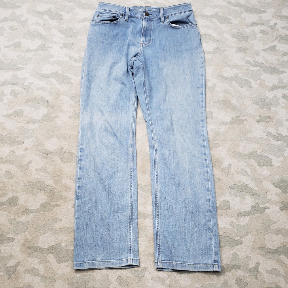 L.L.Bean Jeans Women 8 Blue Straight Leg Stretch Denim Light Wash Outdoors